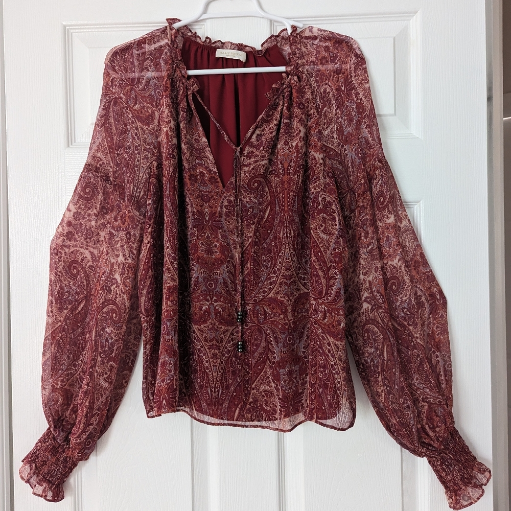Ramy Brook maroon silk blouse, medium